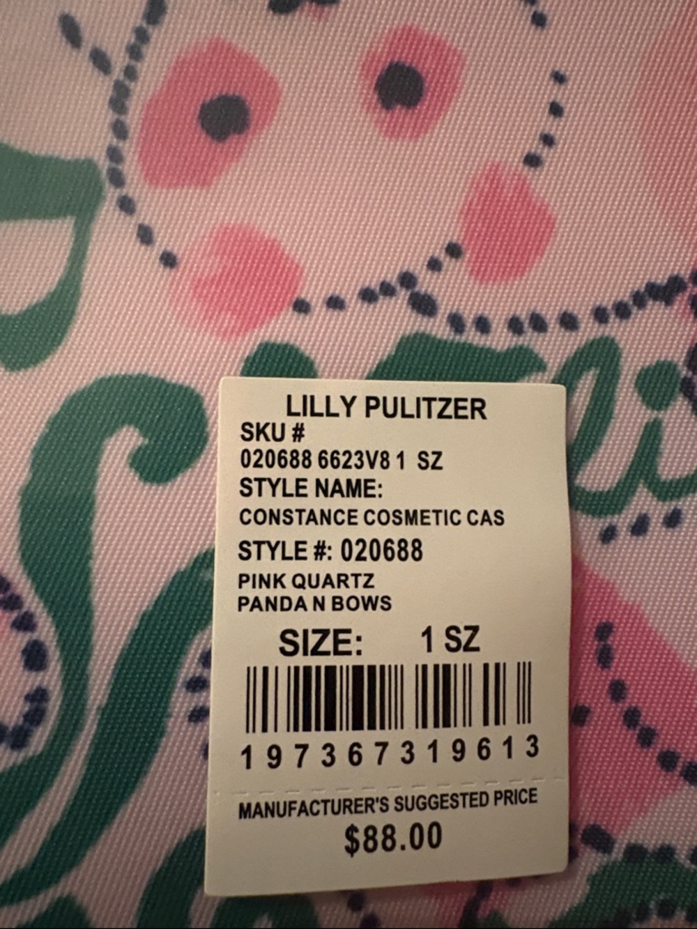 NWT Lilly Pulitzer Constance Cosmetic Case in pink Quartz Panda n Bows msrp $88 - Picture 3 of 12